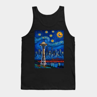 Space Needle in starry night Tank Top